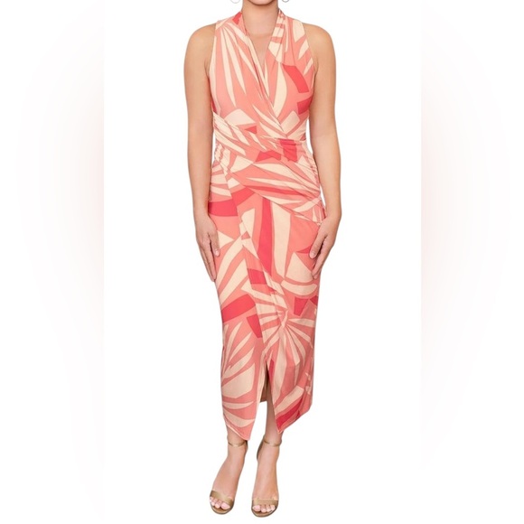 RACHEL Rachel Roy Dresses & Skirts - RACHEL ROY Small Pink Orange faux wrap Sleeveless Women’s Midi dress